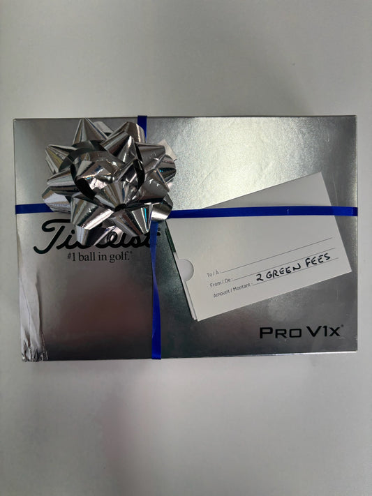 Two green fees (no restrictions) + Dozen ProV1X or AVX golf balls